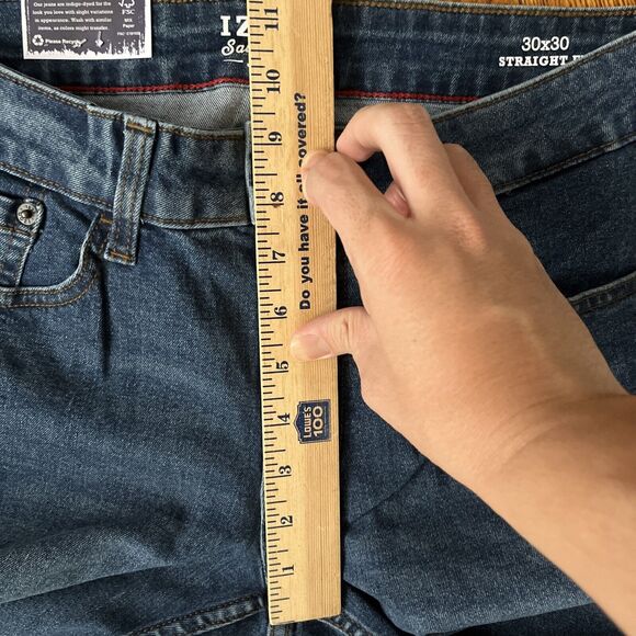 NWT Izod Men's 30x30 Saltwater Straight Fit Stretch Dark Wash Blue Jeans - Picture 4 of 9